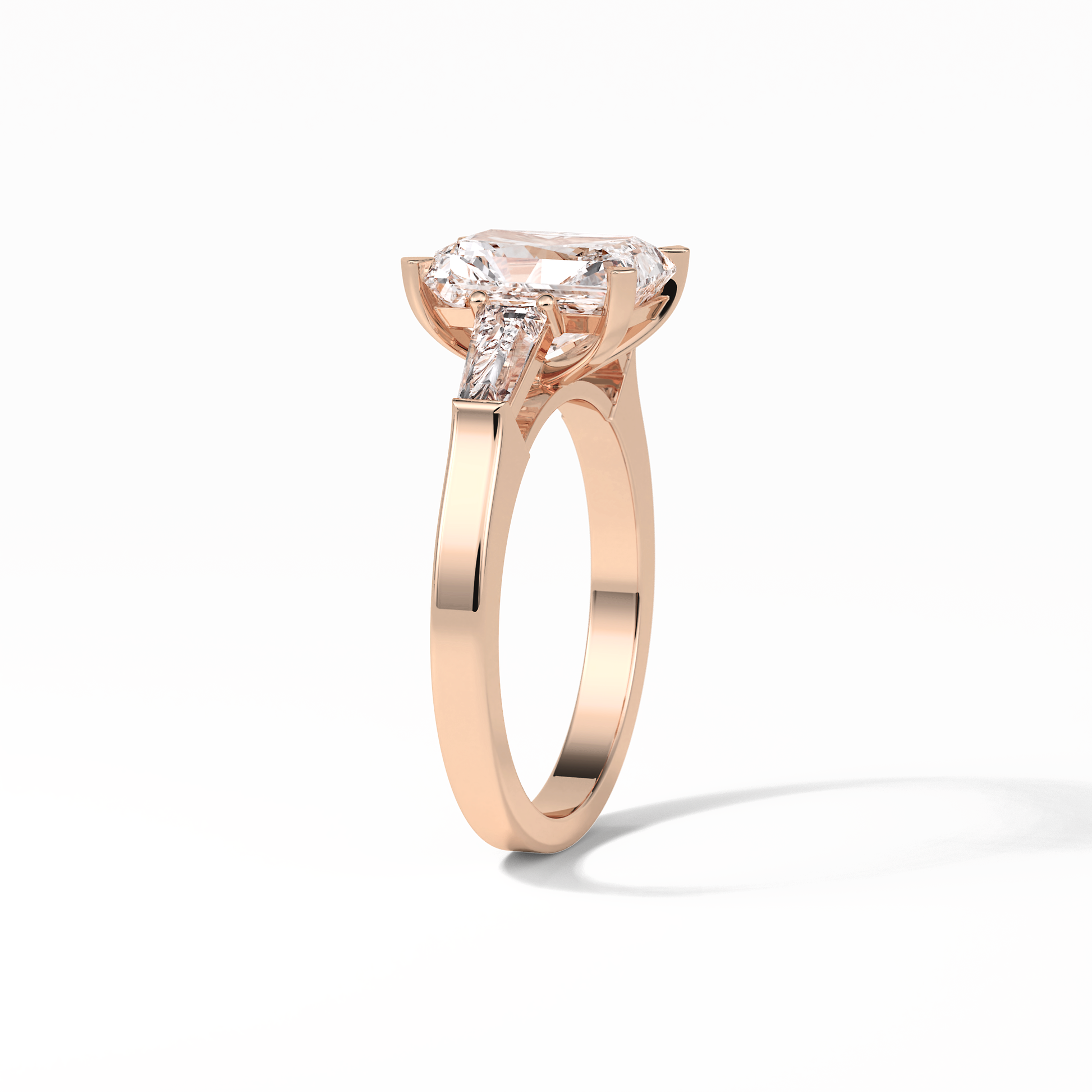 Radiant Three Stone Lab Grown Diamond Engagement Ring