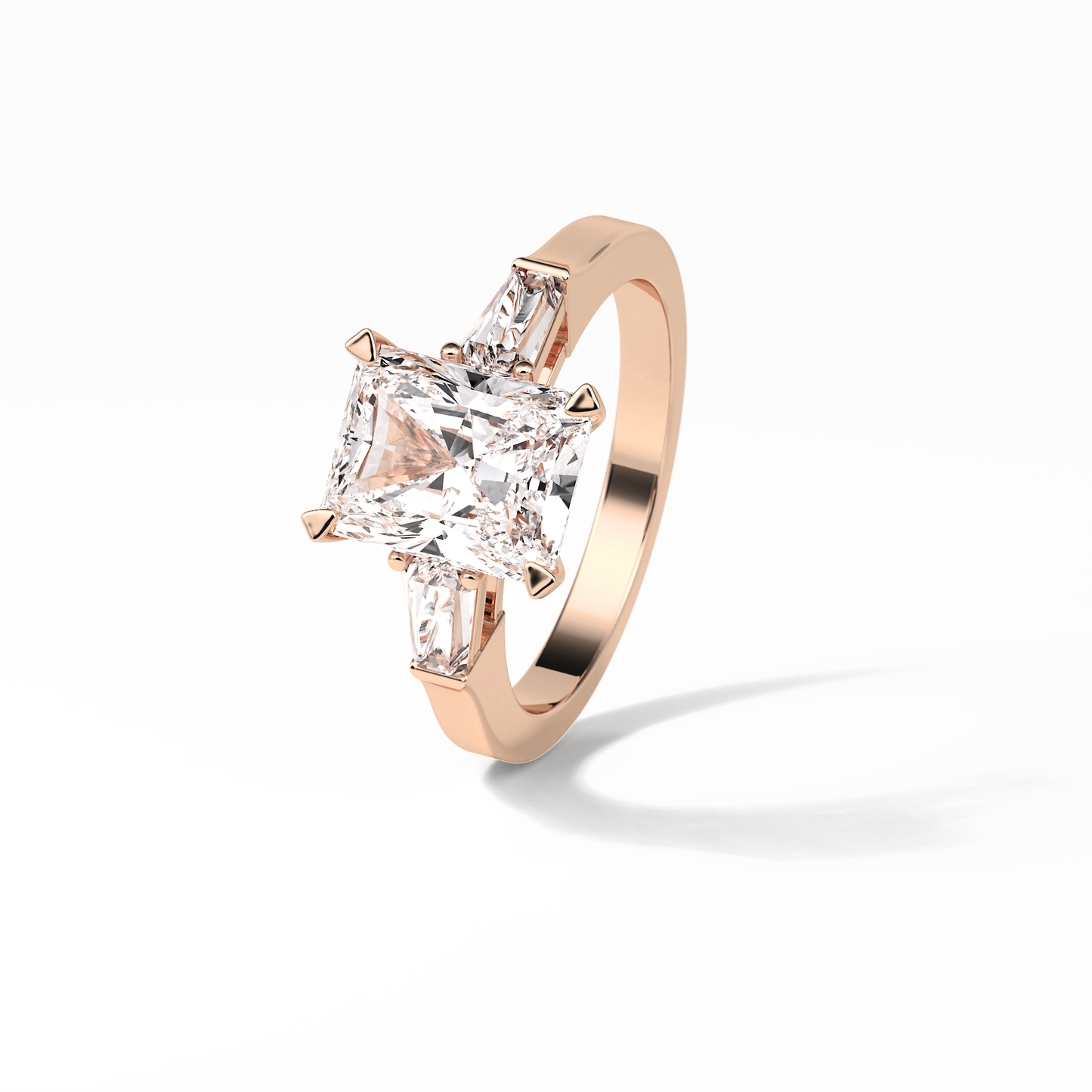 Radiant Three Stone Lab Grown Diamond Engagement Ring