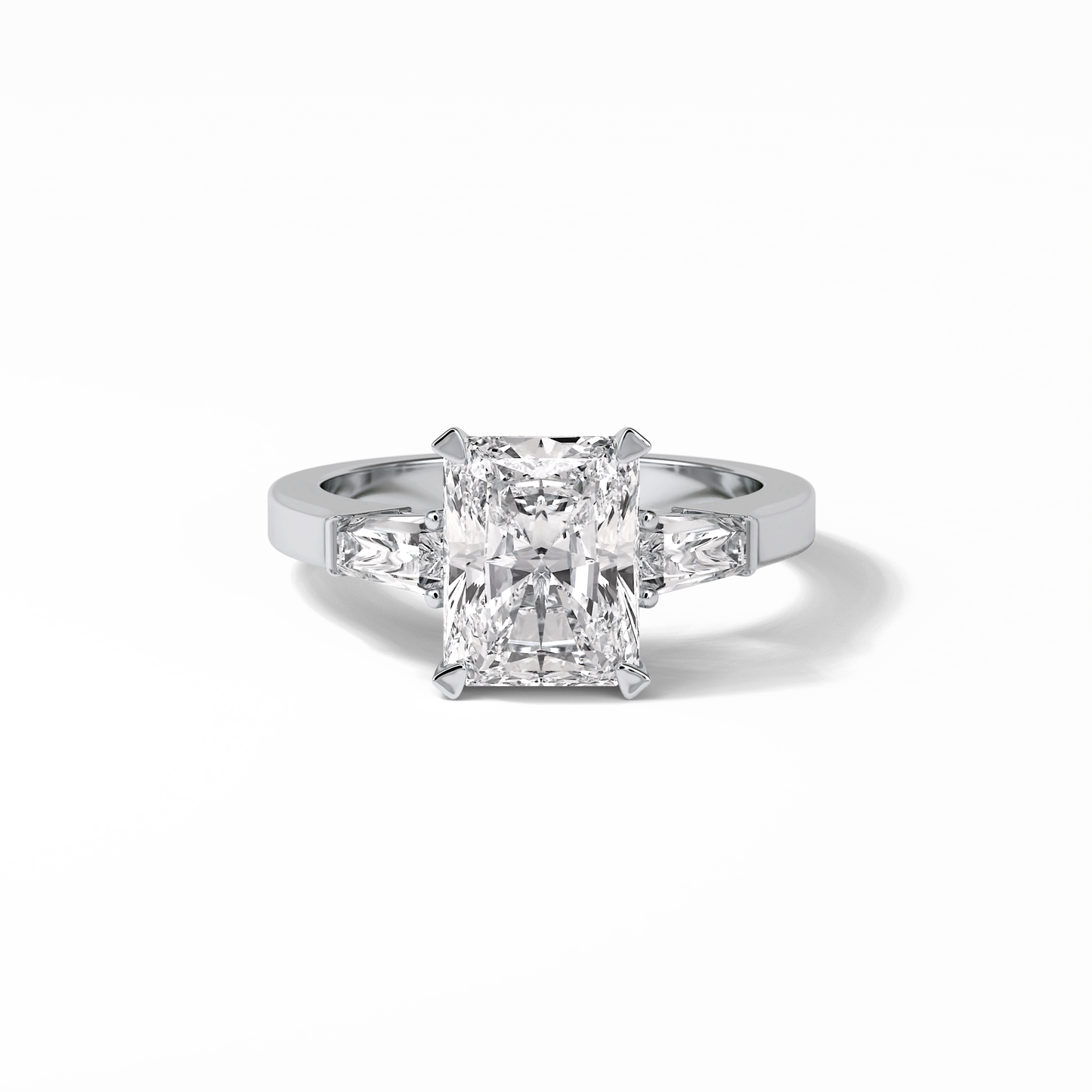 Radiant Three Stone Lab Grown Diamond Engagement Ring
