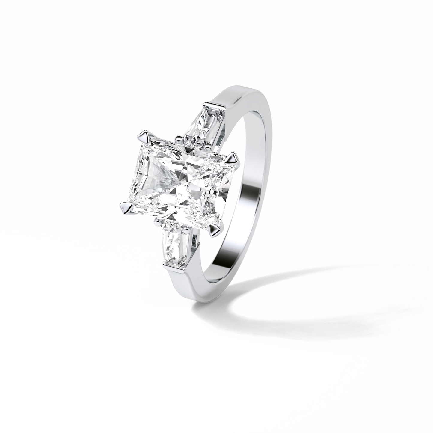 Radiant Three Stone Lab Grown Diamond Engagement Ring