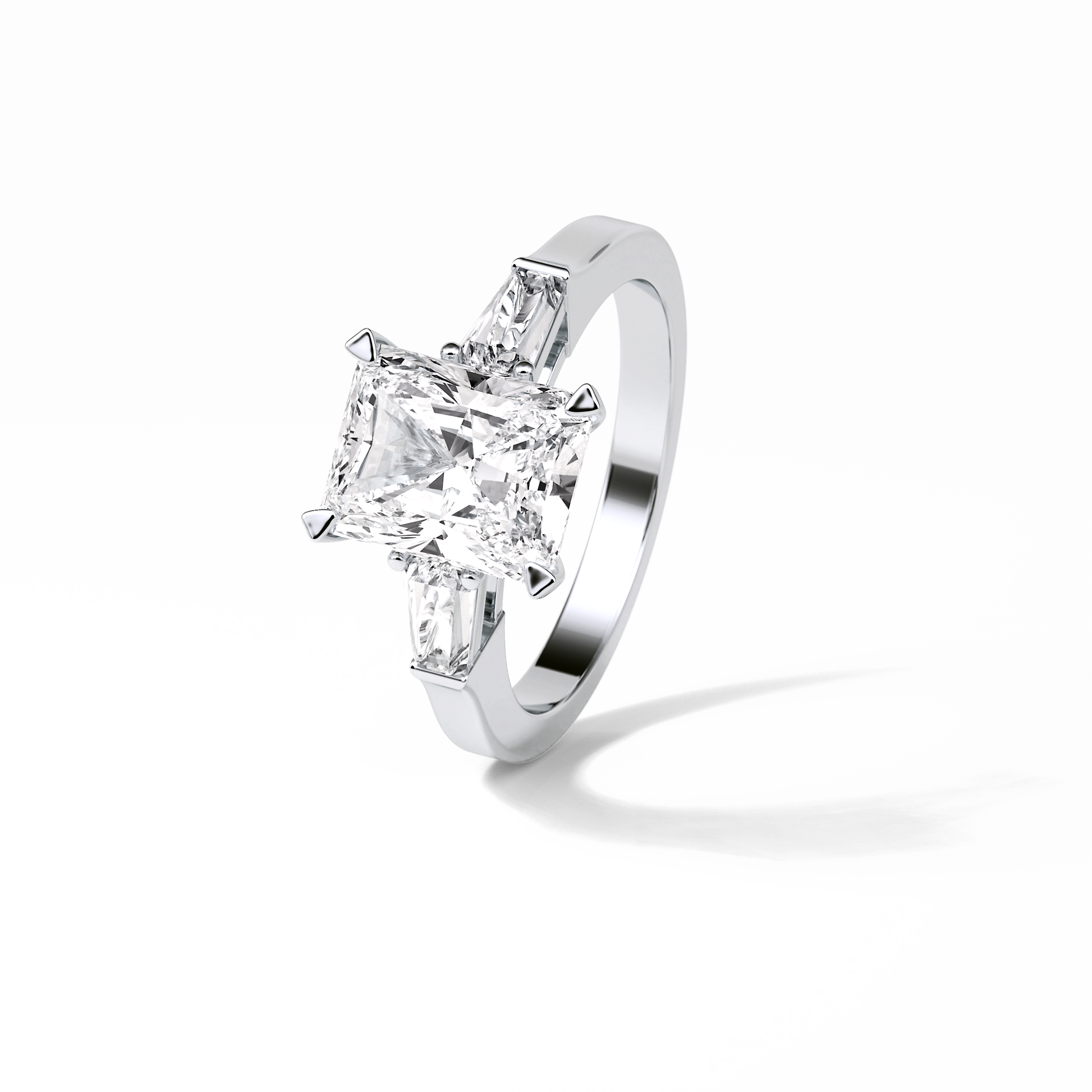 Radiant Three Stone Lab Grown Diamond Engagement Ring