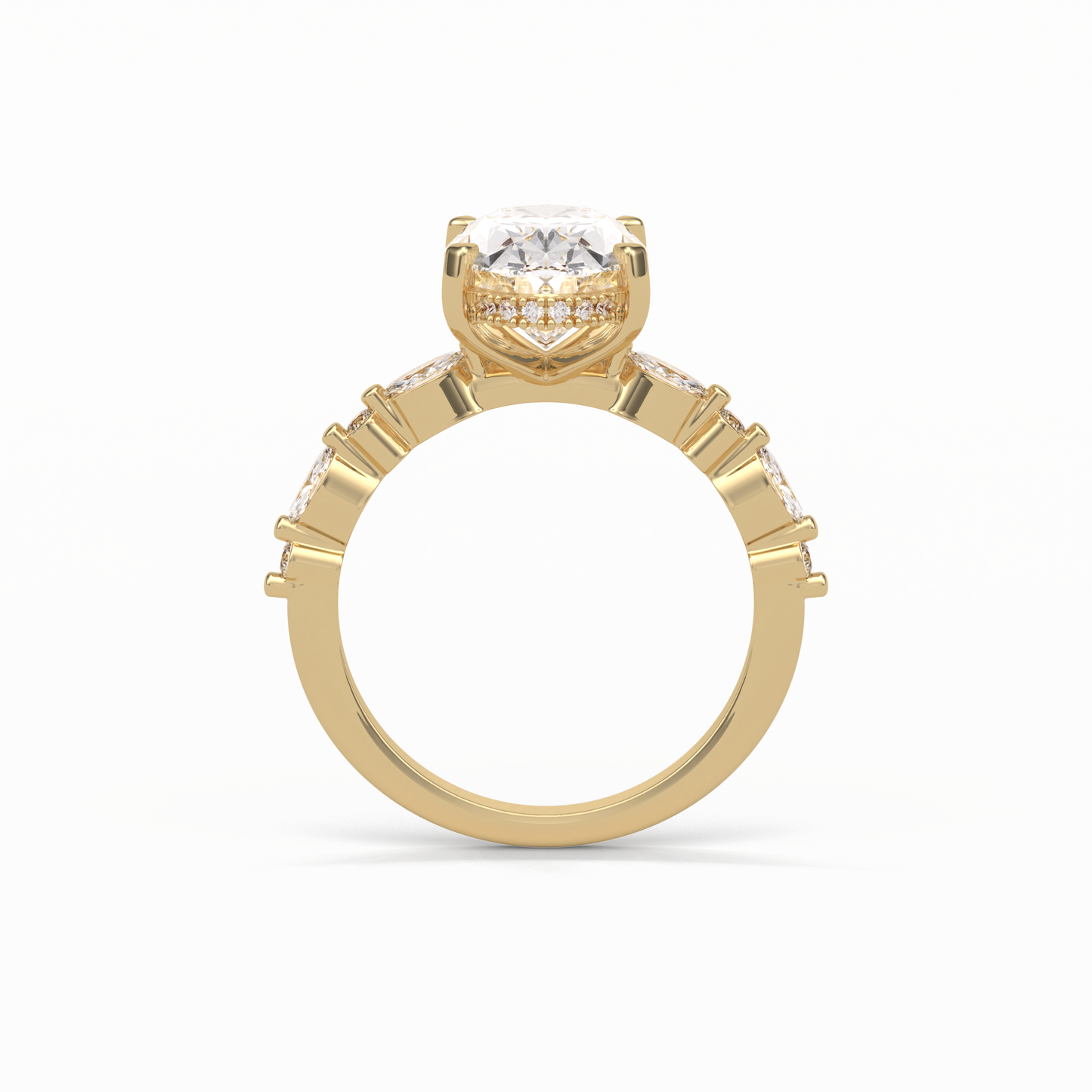 Oval Hidden Halo & Dainty Lab Grown Diamond Engagement Ring