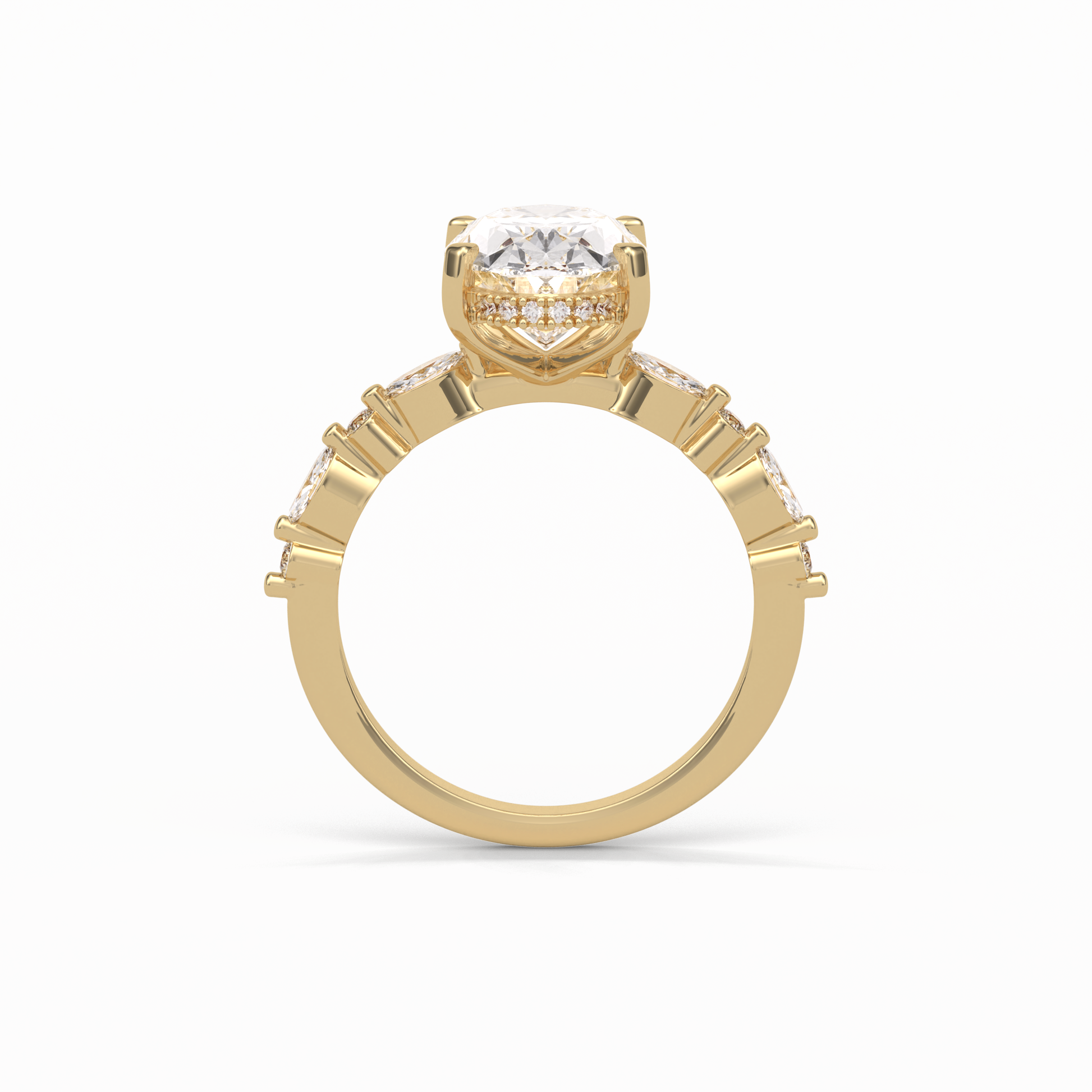 Oval Hidden Halo & Dainty Lab Grown Diamond Engagement Ring