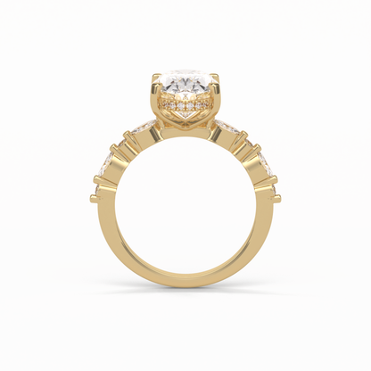 Oval Hidden Halo & Dainty Lab Grown Diamond Engagement Ring
