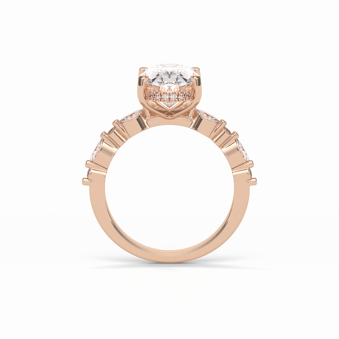 Oval Hidden Halo & Dainty Lab Grown Diamond Engagement Ring