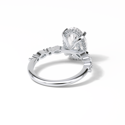 Oval Hidden Halo & Dainty Lab Grown Diamond Engagement Ring
