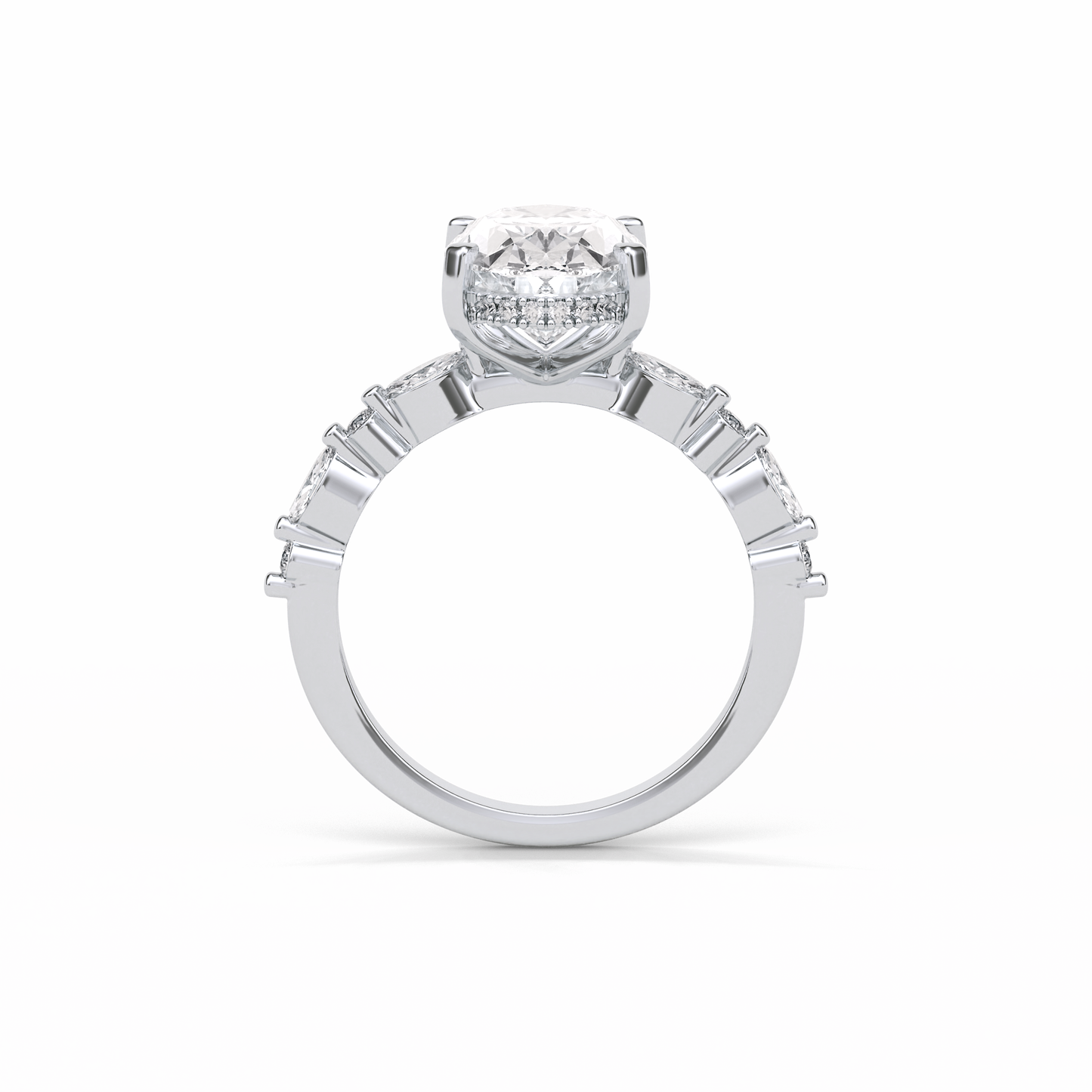 Oval Hidden Halo & Dainty Lab Grown Diamond Engagement Ring