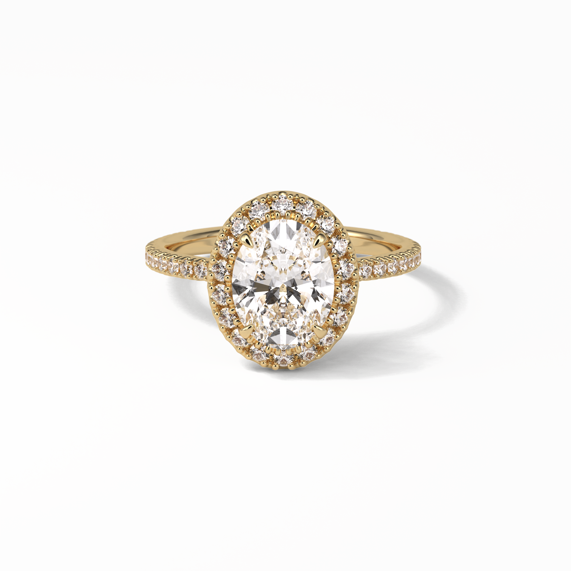 Oval Halo & Pave Lab Grown Diamond Engagement Ring