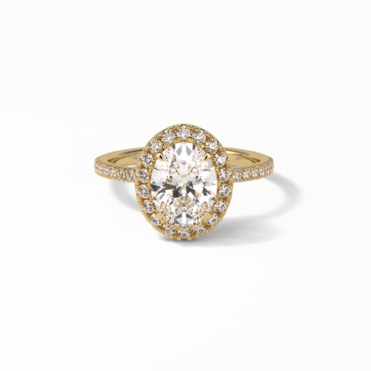 Oval Halo & Pave Lab Grown Diamond Engagement Ring