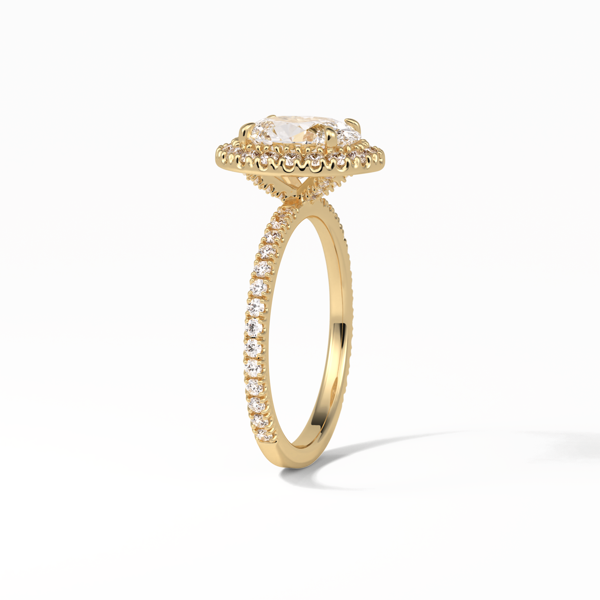 Oval Halo & Pave Lab Grown Diamond Engagement Ring