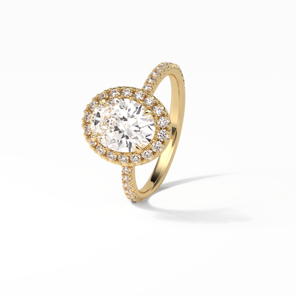 Oval Halo & Pave Lab Grown Diamond Engagement Ring