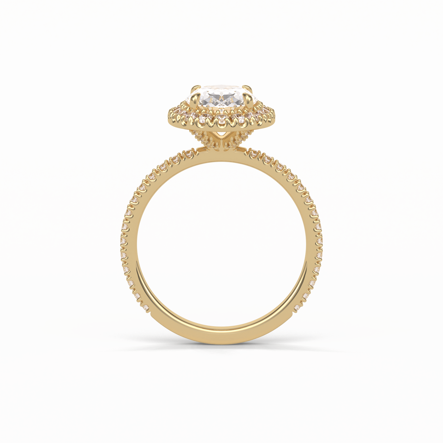 Oval Halo & Pave Lab Grown Diamond Engagement Ring