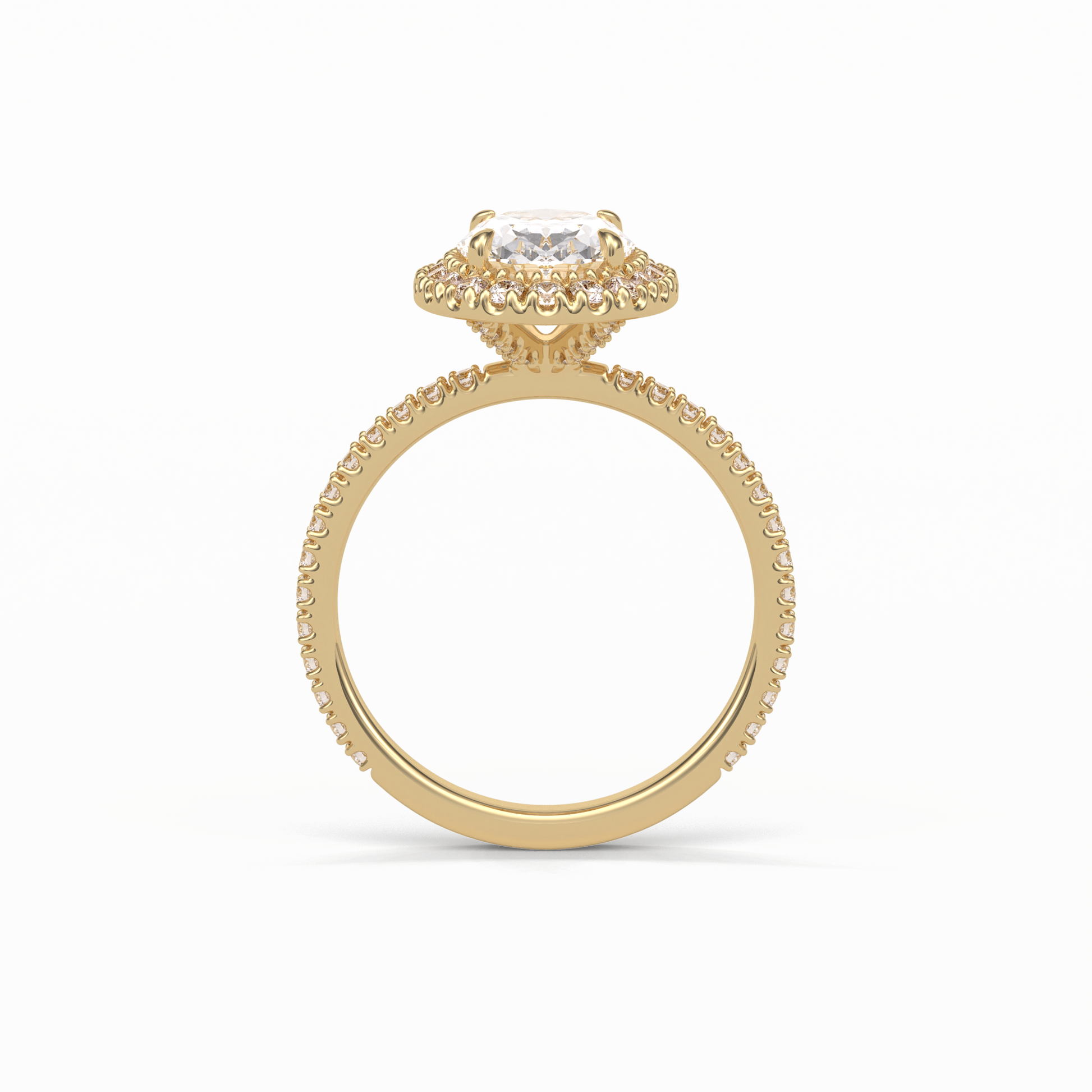Oval Halo & Pave Lab Grown Diamond Engagement Ring