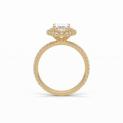 Oval Halo & Pave Lab Grown Diamond Engagement Ring