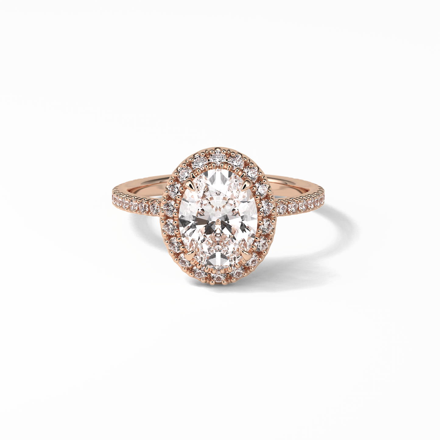 Oval Halo & Pave Lab Grown Diamond Engagement Ring