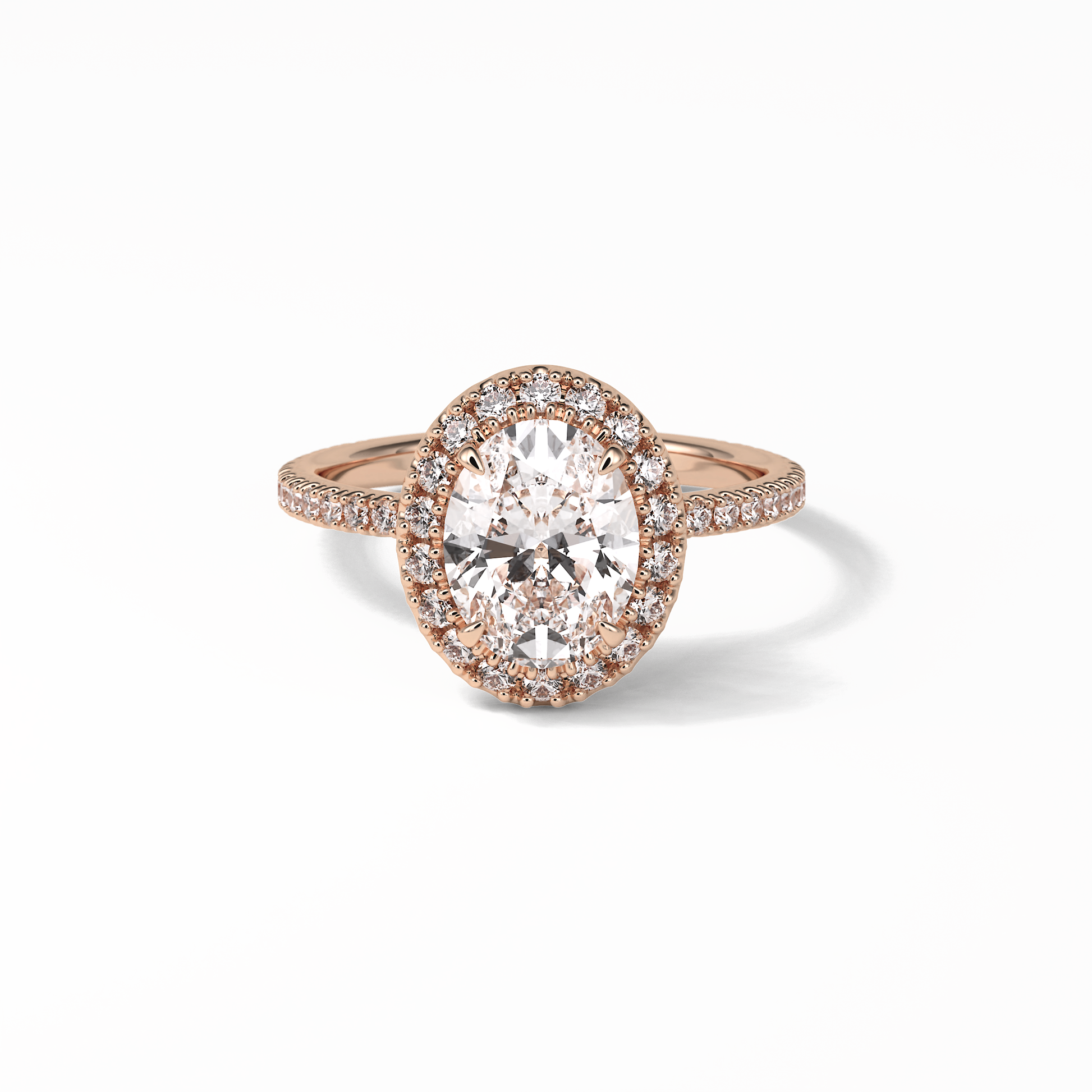 Oval Halo & Pave Lab Grown Diamond Engagement Ring
