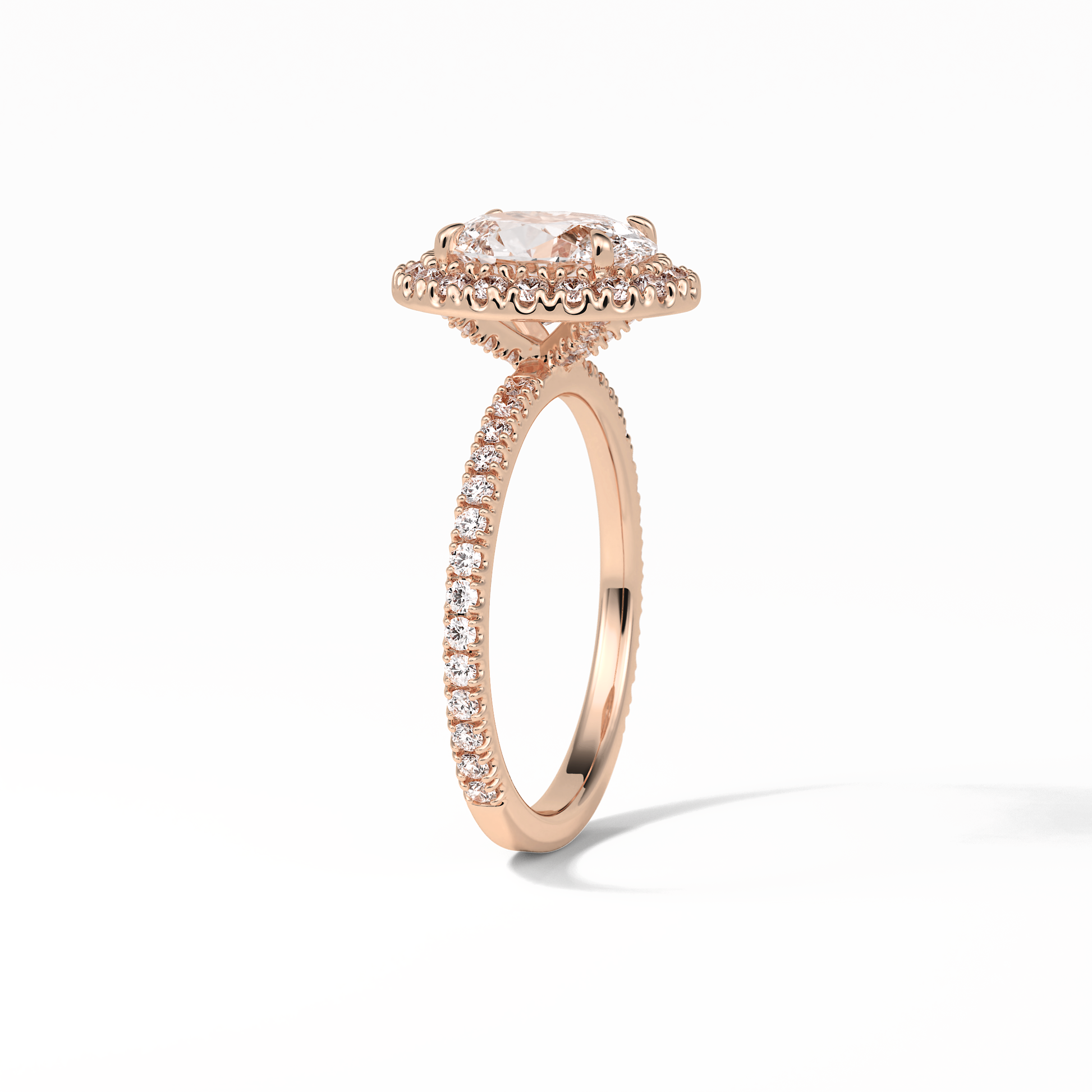 Oval Halo & Pave Lab Grown Diamond Engagement Ring