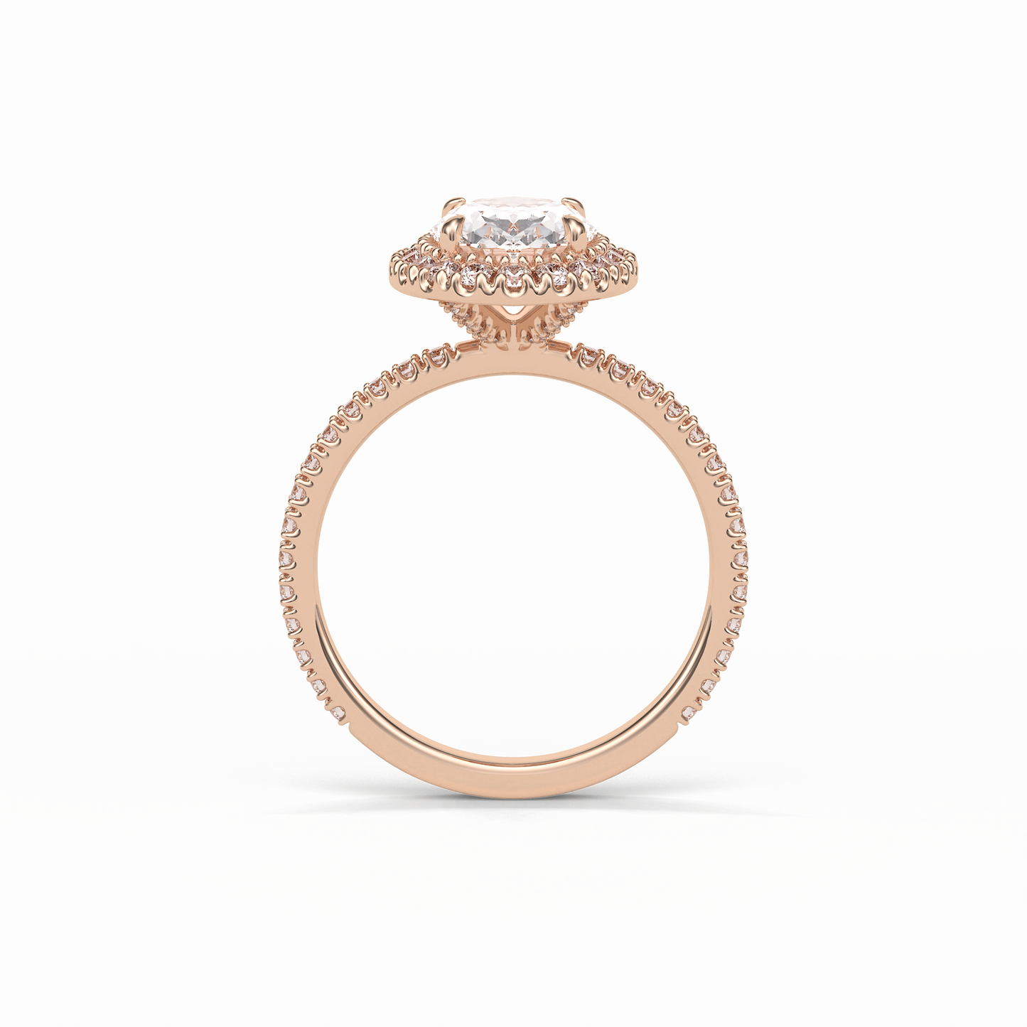 Oval Halo & Pave Lab Grown Diamond Engagement Ring