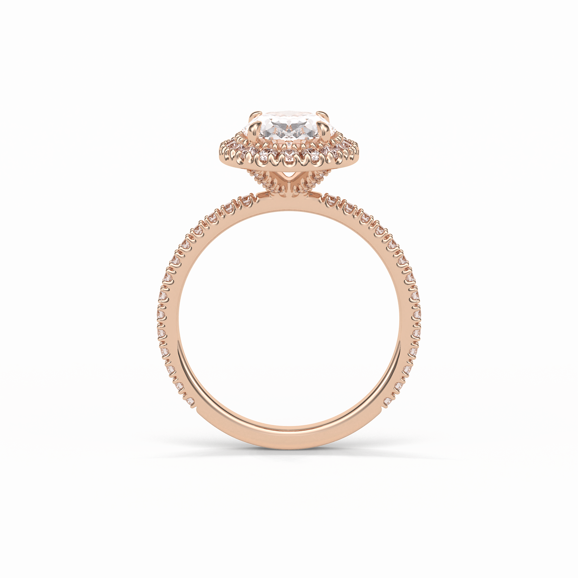 Oval Halo & Pave Lab Grown Diamond Engagement Ring