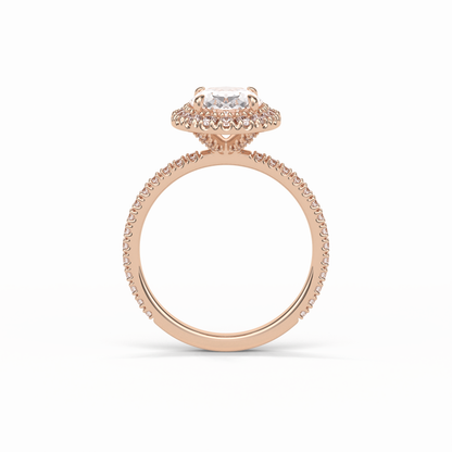 Oval Halo & Pave Lab Grown Diamond Engagement Ring