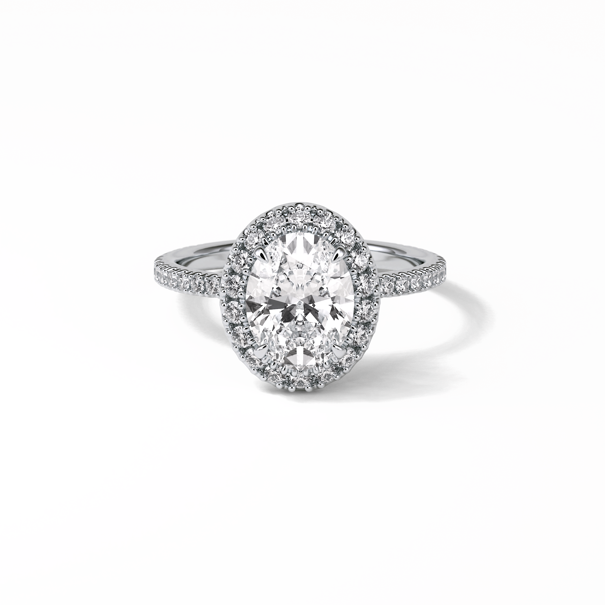 Oval Halo & Pave Lab Grown Diamond Engagement Ring