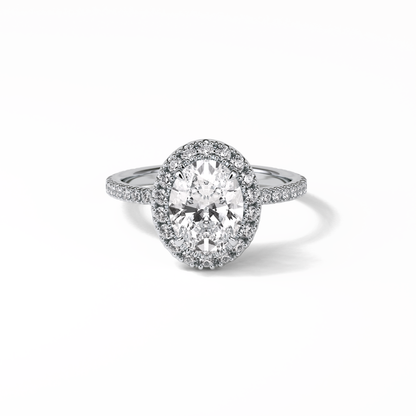 Oval Halo & Pave Lab Grown Diamond Engagement Ring