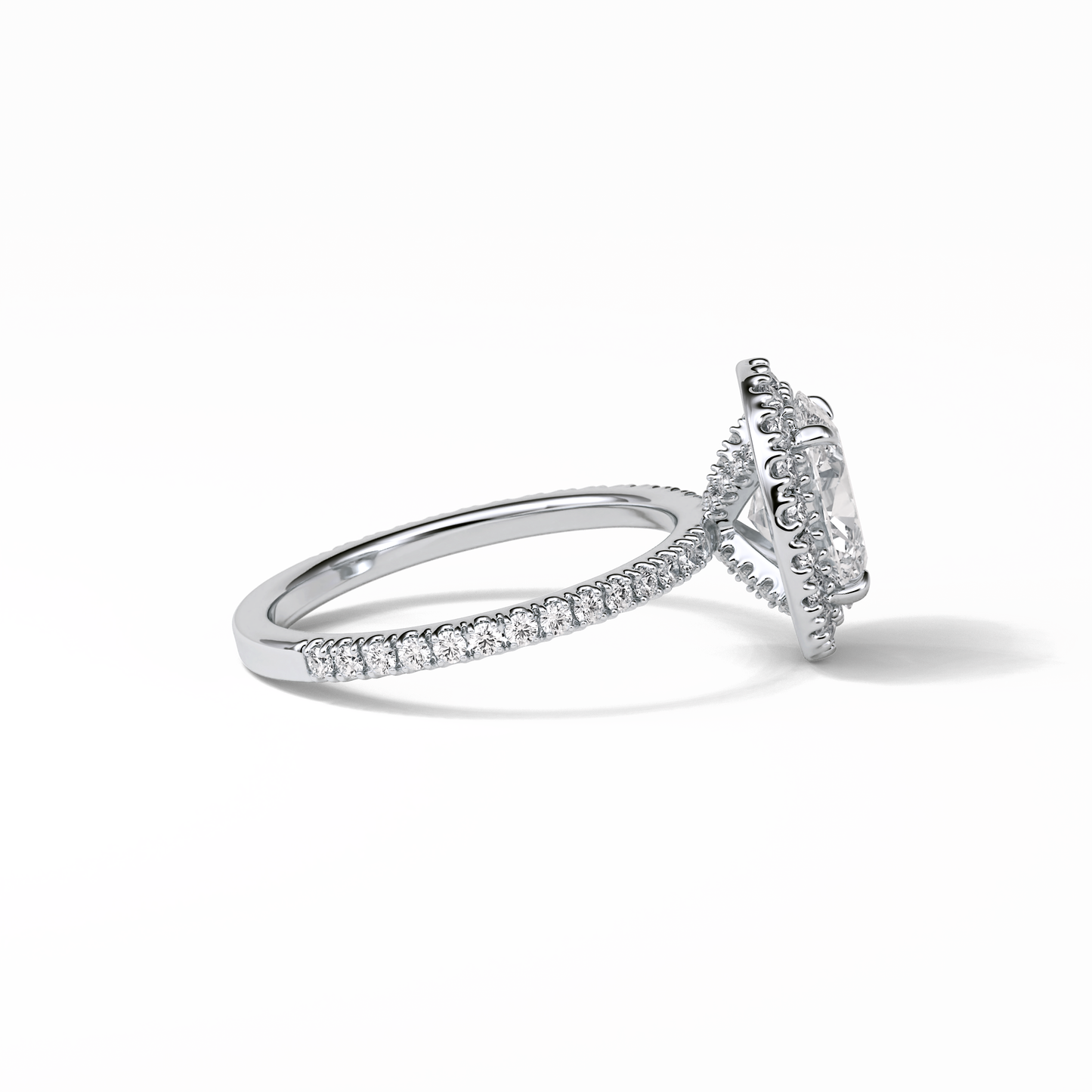 Oval Halo & Pave Lab Grown Diamond Engagement Ring