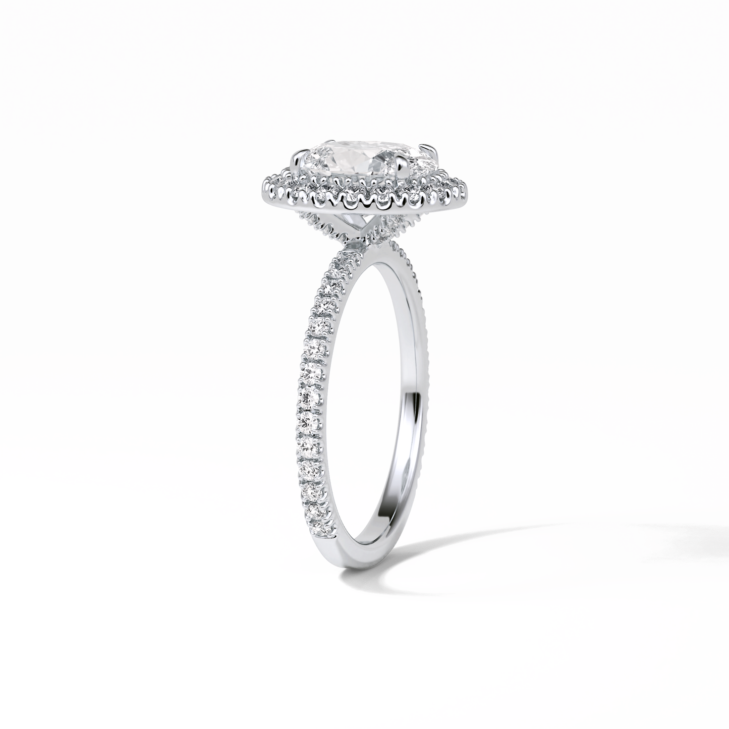 Oval Halo & Pave Lab Grown Diamond Engagement Ring
