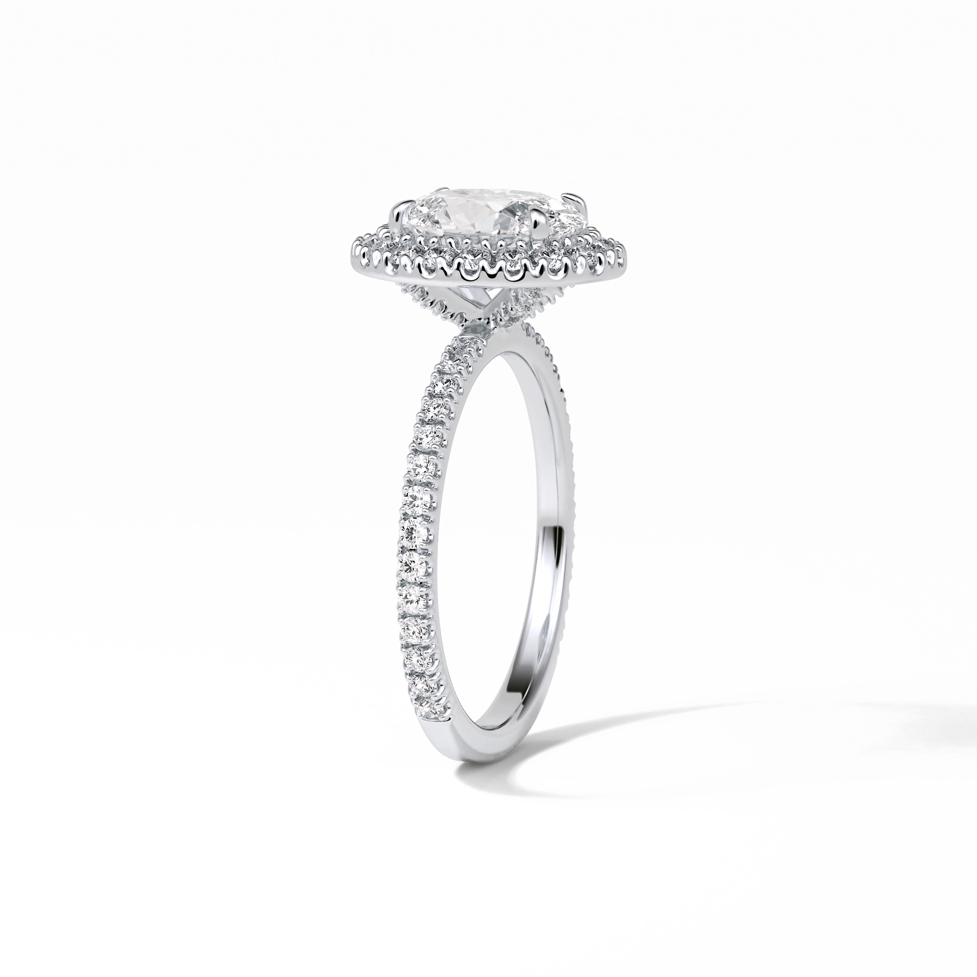 Oval Halo & Pave Lab Grown Diamond Engagement Ring