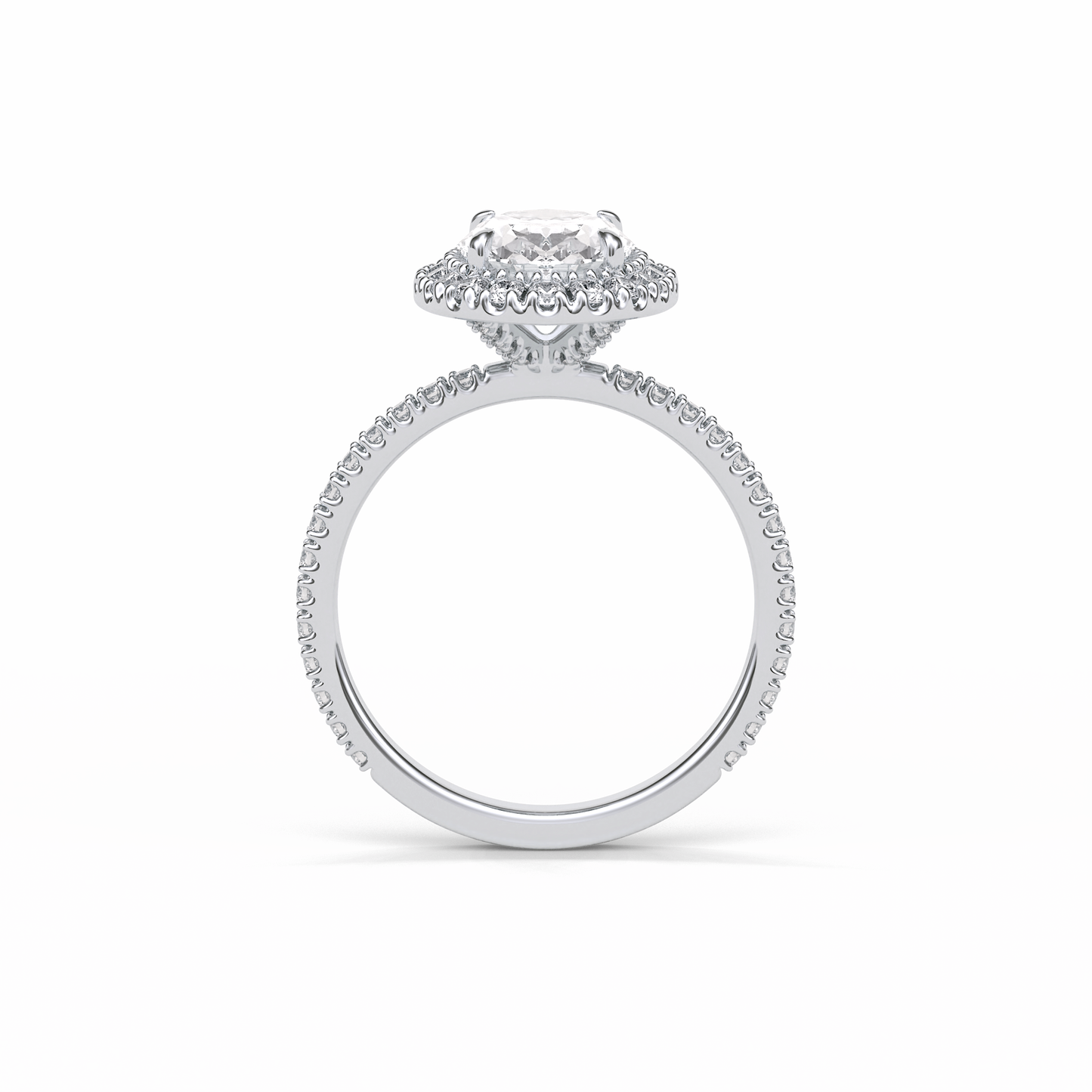 Oval Halo & Pave Lab Grown Diamond Engagement Ring