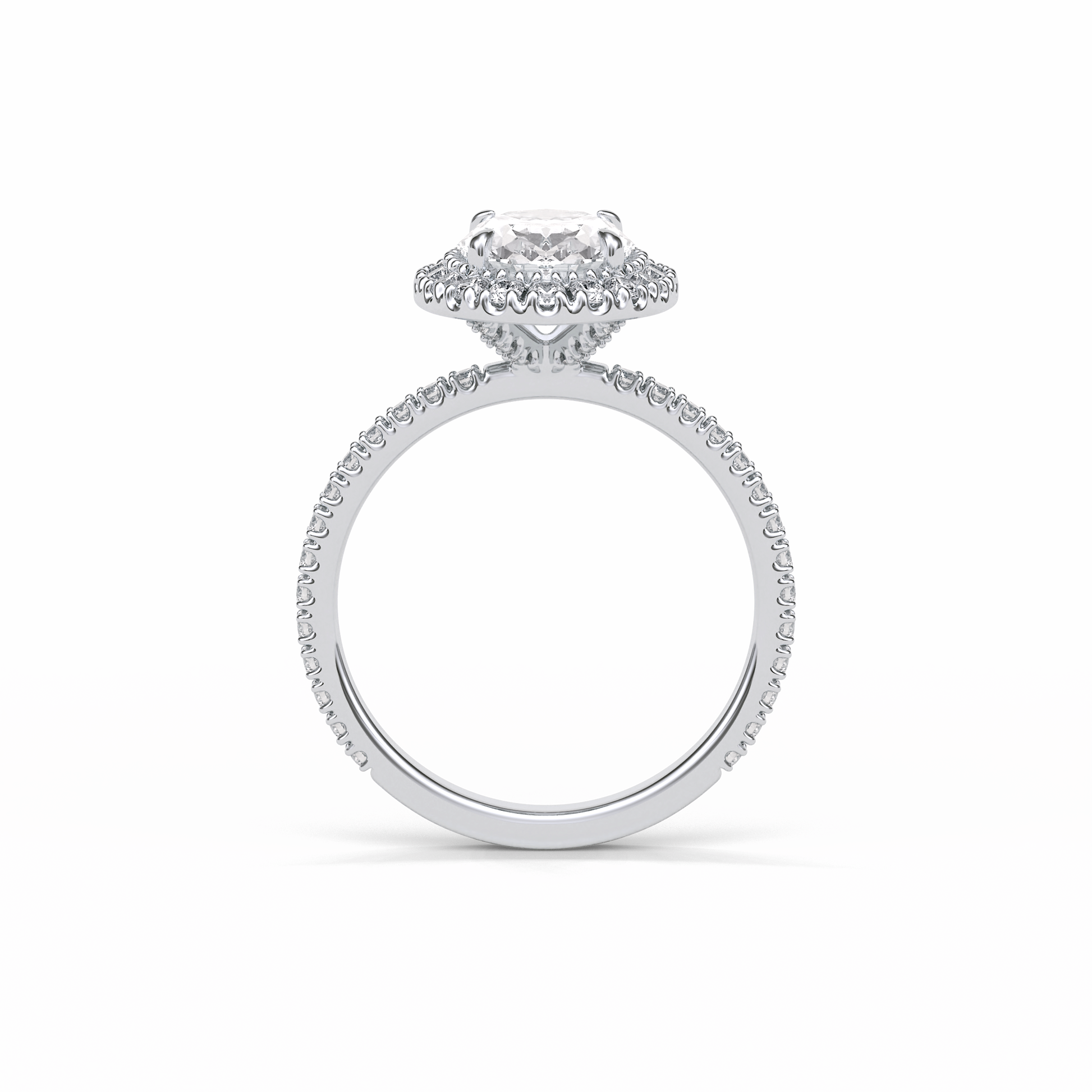Oval Halo & Pave Lab Grown Diamond Engagement Ring