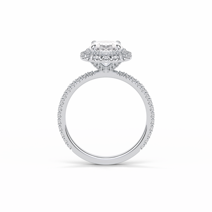 Oval Halo & Pave Lab Grown Diamond Engagement Ring