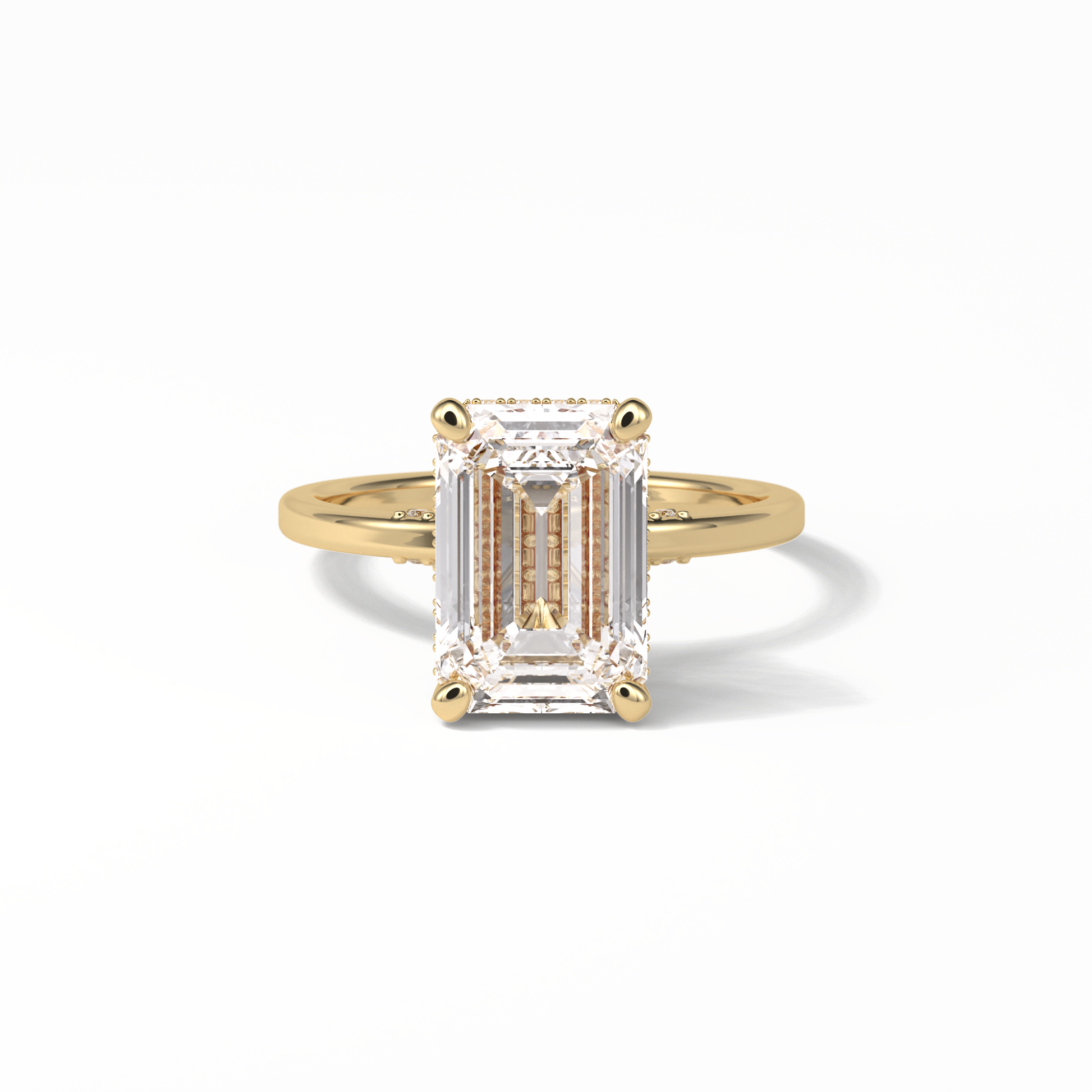 Emerald Hidden Halo Lab Grown Diamond Engagement Ring