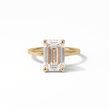 Emerald Hidden Halo Lab Grown Diamond Engagement Ring