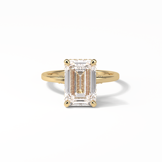 Emerald Hidden Halo Lab Grown Diamond Engagement Ring