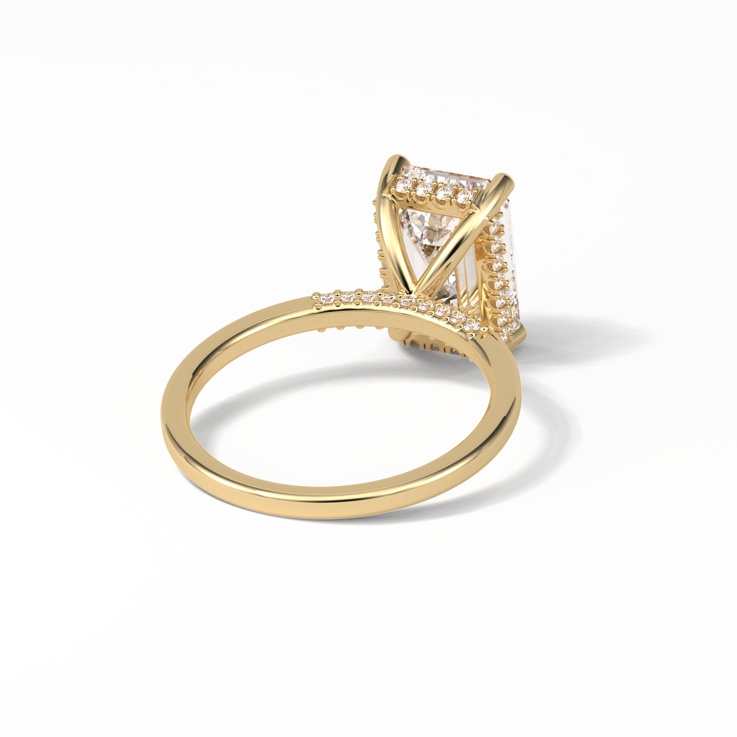 Emerald Hidden Halo Lab Grown Diamond Engagement Ring