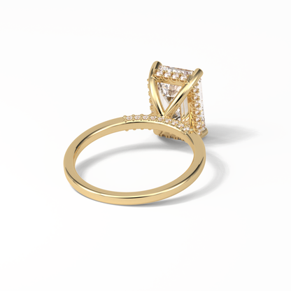 Emerald Hidden Halo Lab Grown Diamond Engagement Ring