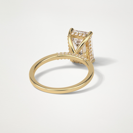 Emerald Hidden Halo Lab Grown Diamond Engagement Ring