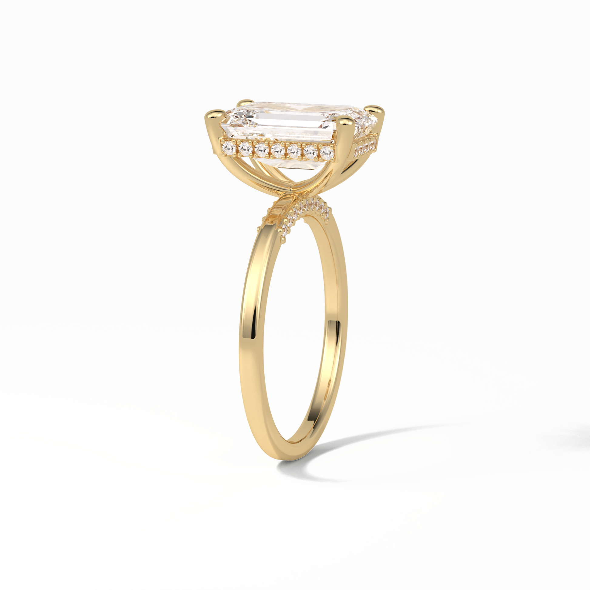 Emerald Hidden Halo Lab Grown Diamond Engagement Ring