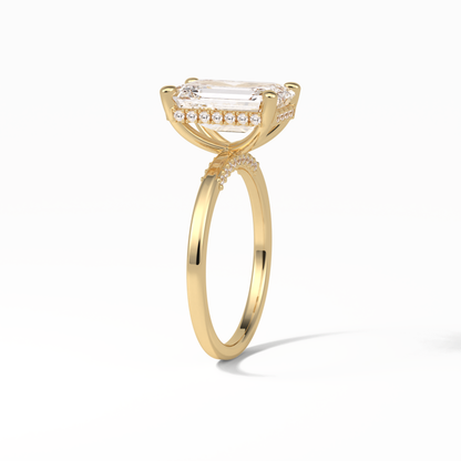 Emerald Hidden Halo Lab Grown Diamond Engagement Ring