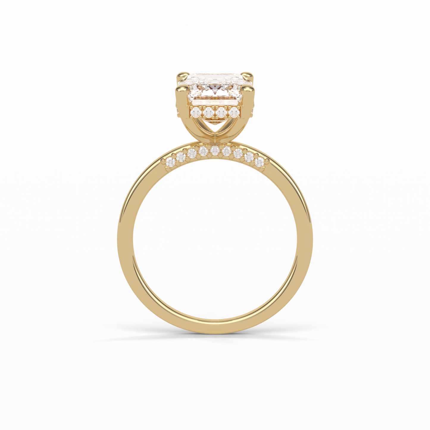 Emerald Hidden Halo Lab Grown Diamond Engagement Ring