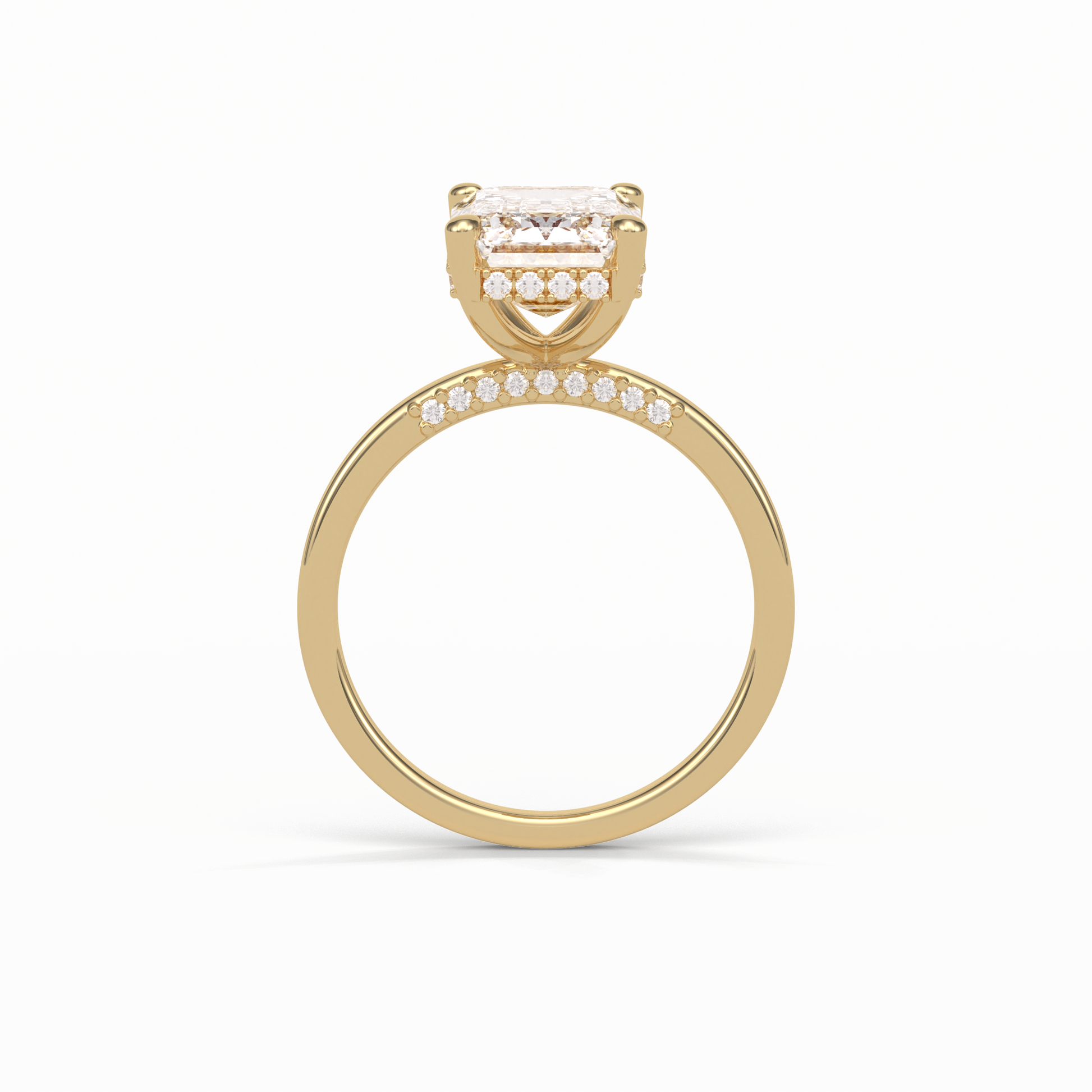 Emerald Hidden Halo Lab Grown Diamond Engagement Ring