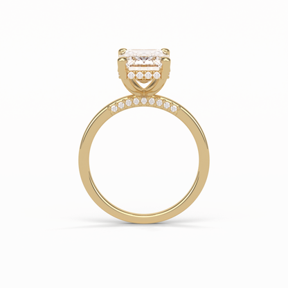 Emerald Hidden Halo Lab Grown Diamond Engagement Ring