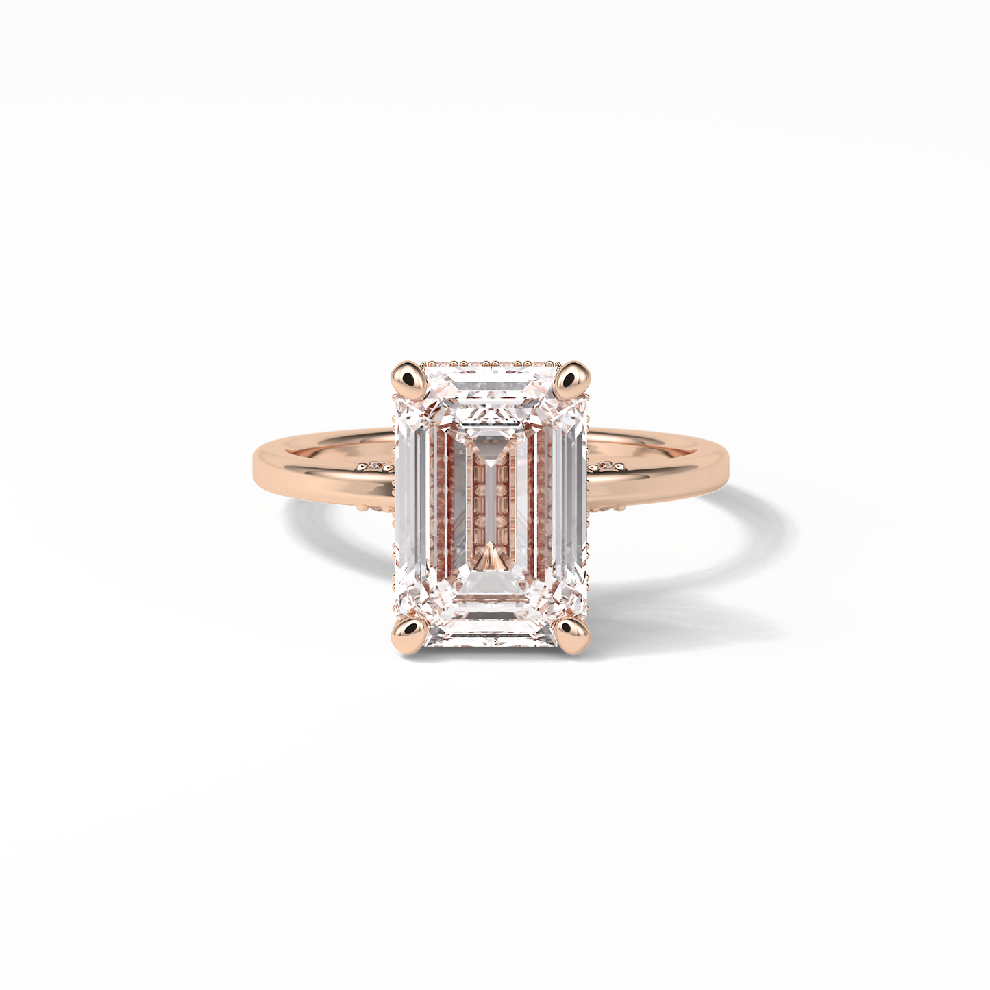 Emerald Hidden Halo Lab Grown Diamond Engagement Ring