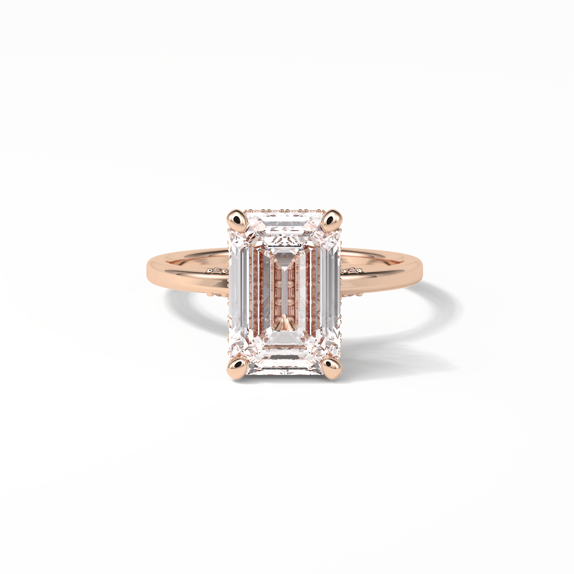 Emerald Hidden Halo Lab Grown Diamond Engagement Ring