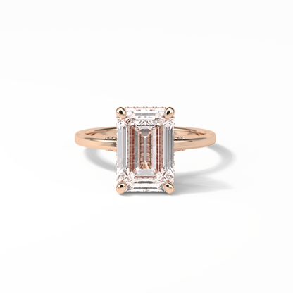 Emerald Hidden Halo Lab Grown Diamond Engagement Ring