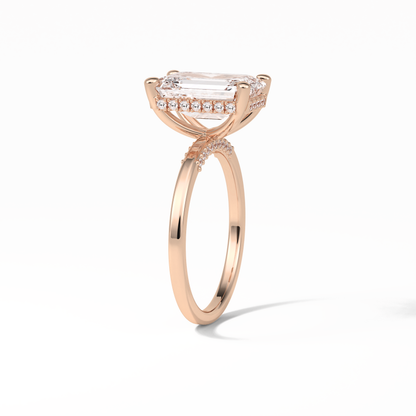 Emerald Hidden Halo Lab Grown Diamond Engagement Ring