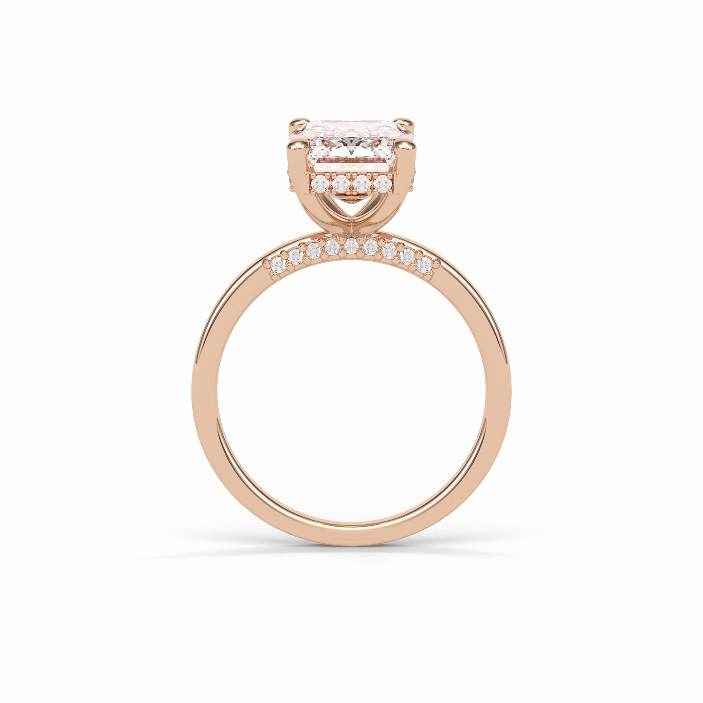 Emerald Hidden Halo Lab Grown Diamond Engagement Ring