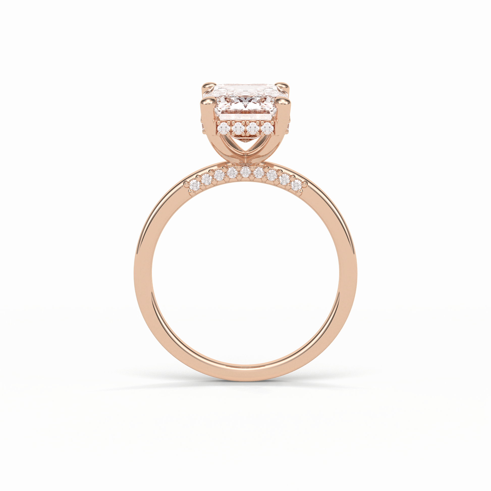 Emerald Hidden Halo Lab Grown Diamond Engagement Ring