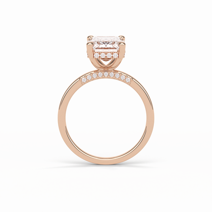 Emerald Hidden Halo Lab Grown Diamond Engagement Ring